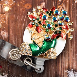 Porta credencial retráctil con diamantes de imitación para enfermeras y personal de oficina.