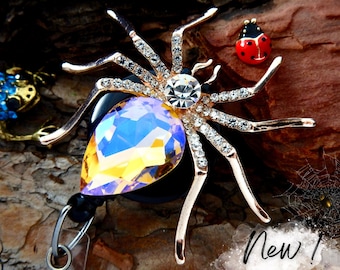 Spider Bade Holder, Halloween Retractable Badge Reel, Rhinestone Spider Badge Clip, Halloween Nurse Gift, Halloween RN Gift Ideas, RN Gift