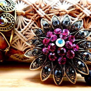 Flower ID Badge Clip, Intrekbare Nurse Badge Clip, Rhinestone Badge Clip, Women's Floral Design Badge Clip, Bling Flower Badge Clip