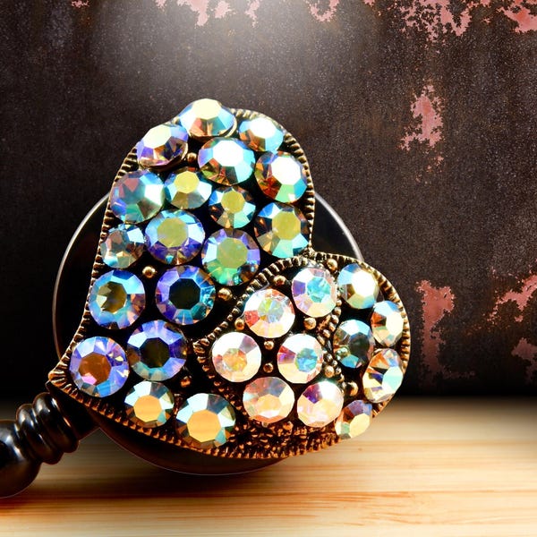 Heart Badge Holder, Crystal Nurse Jewelry, Healthcare Worker Gift