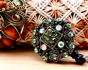 Clip retráctil para credencial, porta credencial retráctil, carrete de credencial con diamantes de imitación, clip de diseño para credencial médica, bonito clip para credencial de enfermería.