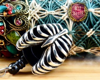 Rib Cage Badge Reel, Badge Holder, Respiratory Therapist Clip,  Radiology ID Holder, Doctor Gift, Nurse Gifts, RN Gift ideas