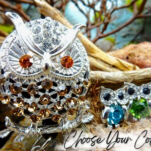Owl Badge Reel, Rhinestone Owl Badge Holder, Bling Owl Badge Clip, Medical Badge Holder, Pediatric Nurse Badge Holder, ID Badge Reel