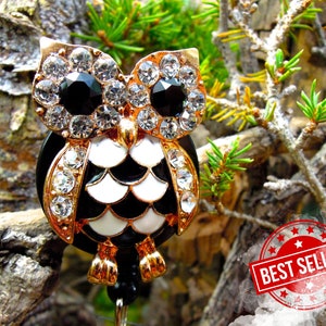 Badge Holder Owl, Retractable Badge Reel, Gifts for Nursing Graduates, Name Badge Clip Owl, Badge Holder Retractable , Nurse Jewelry
