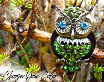 Bling Owl Badge Clip, Rhinestone Retractable ID Holder, Nurse Accessory, Medical Doctor Gift, RN Badge Pull, BSN Graduation Gift