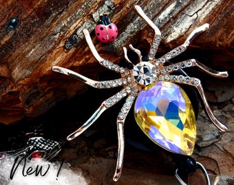 Spider Badge Clips, Halloween Badge Holder, Retractable Badge Reel, Bling Spider Badge Clip, Unique Halloween Nurse Gift Accessory