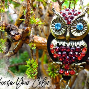 Owl Badge Clip, Retractable Badge Reel, Rhinestone Owl Badge Holder, ID Badge Holder, NICU Nurse Badges, Nursing Staff Gift Ideas