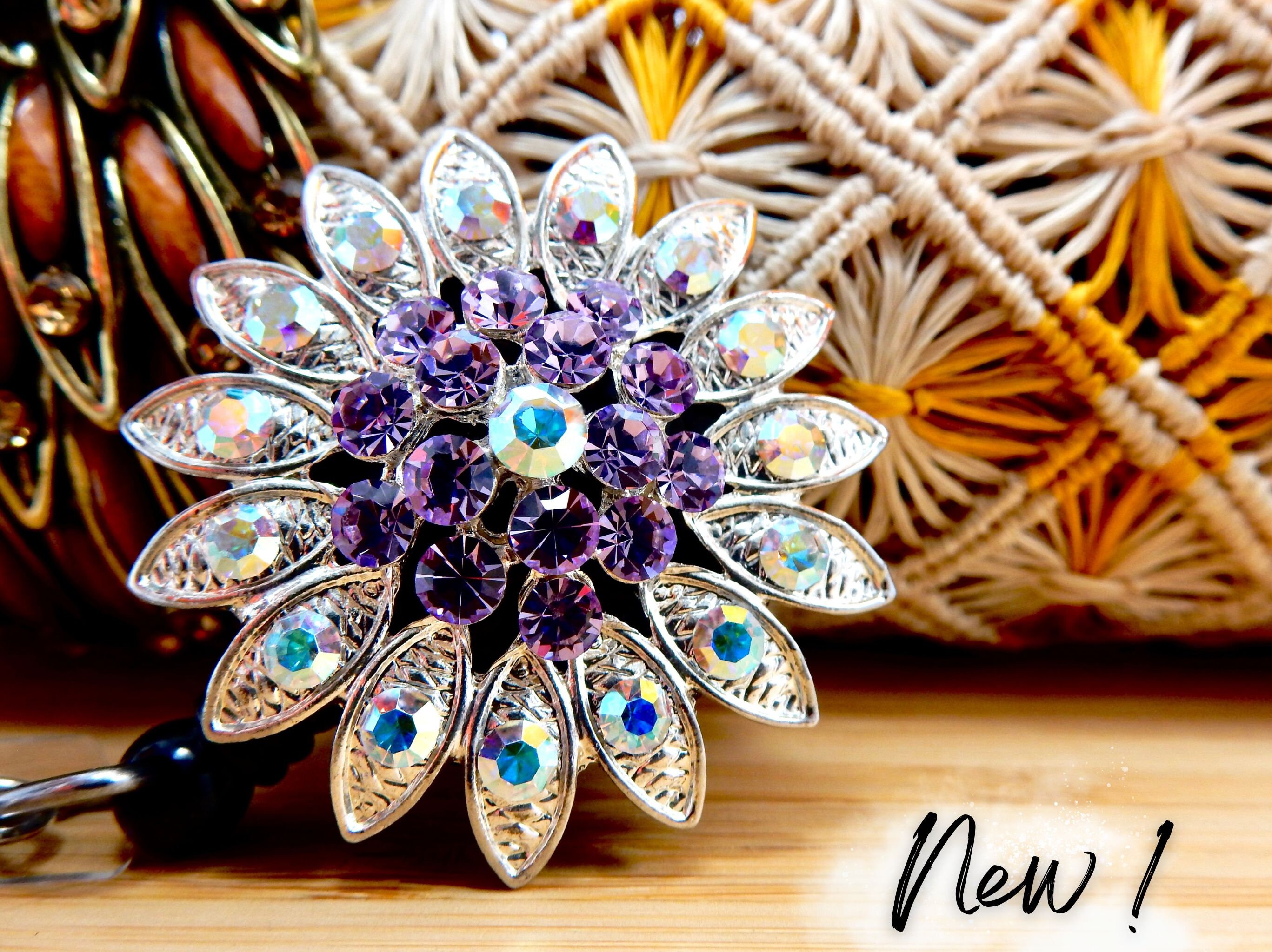 Unique Retractable Badge Reel, Rhinestone ID Badge Reel, Bling Women's Identification Badge Reel, Nurse Badge Reel, Sunflower Badge Reel