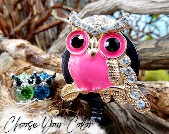 Owl Badge Holders, Rhinestone Owl Badge Reel, Retractable Badge Holder, Nurse Practitioner Gifts, Nurse Jewelry