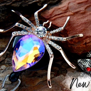 Spider Badge Clip, Rhinestone Spider Badge Holder, Halloween Spider Gifts Nurse, Retractable ID Badge Clip, Halloween Gifts RN, Nurse Gift