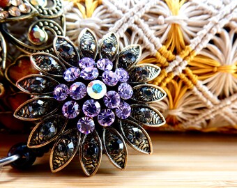 Badge Reel Rhinestones, Gorgeous Flower Badge Reel , Gift for Doctor, Nurse Graduation Gift , Badge Holders, Alley by Geranne