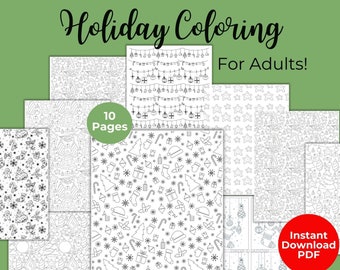 Whimsical Christmas Coloring Pages for Adults (Digital Download)
