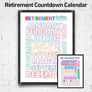 Nedräkningskalender för pensionering: Utskrivbar målarbild (digital nedladdning)