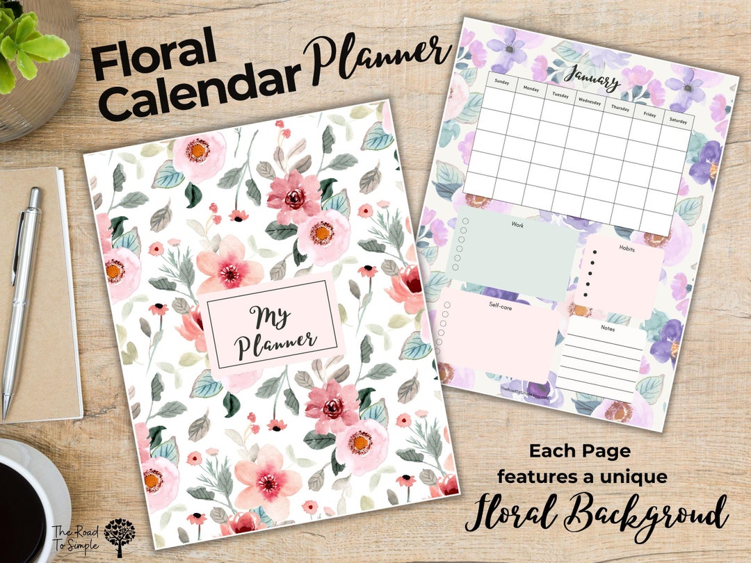 Floral Monthly Calendar Planner: Undated Printable (digital Download ...