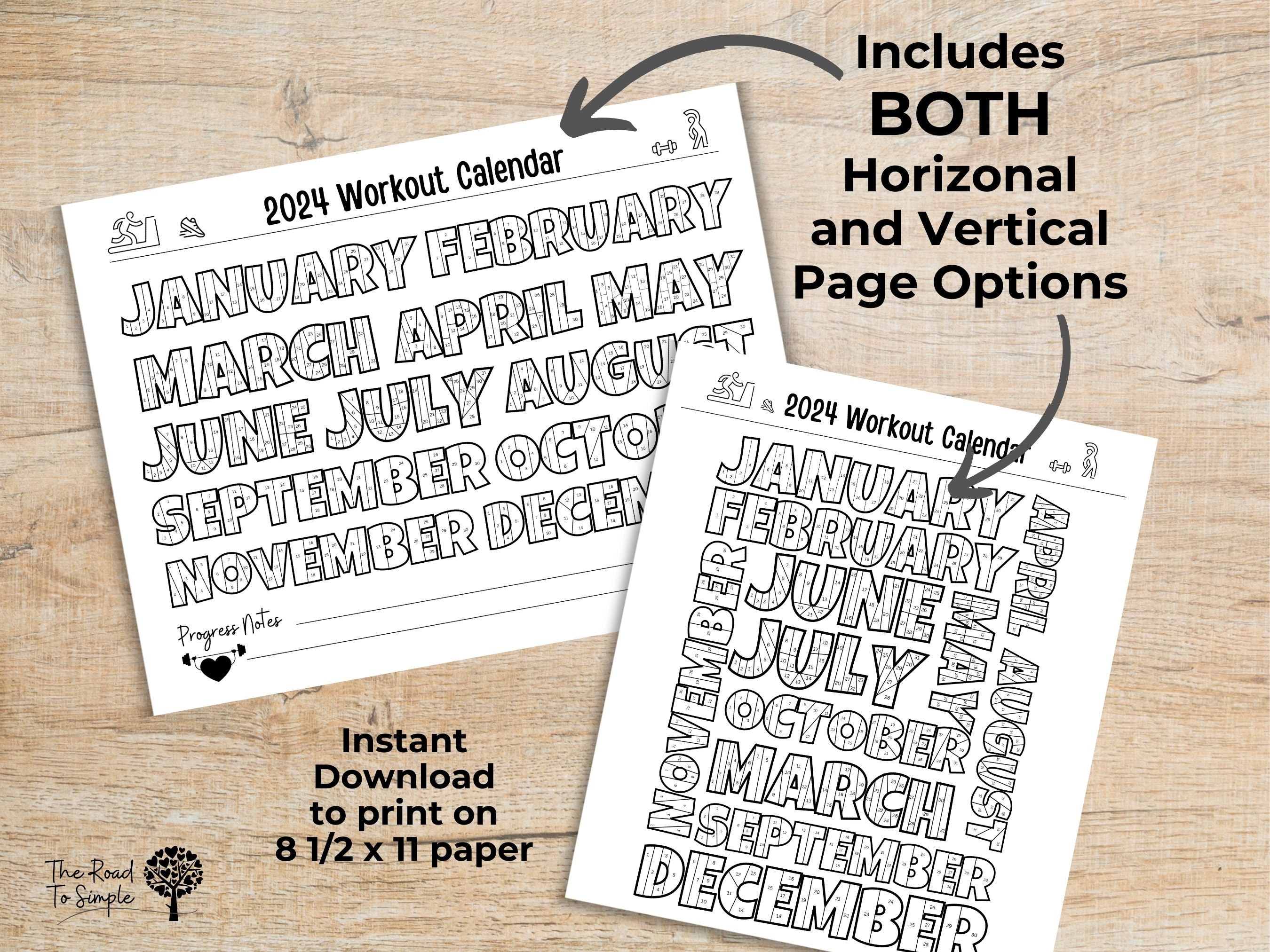 Workout tracker coloring page printable coloring workout calendar