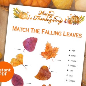 Thanksgiving Leaf Match Game - Friendsgiving - Thanksgiving Game  - Thanksgiving Office Party - Thanksgiving Family Games