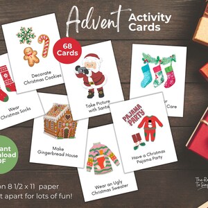 68 druckbare Advents-Aktivitäten, Familien-Kinder-Advents-Aktivitäten, sofortiger digitaler Download, druckbare Weihnachts-Aktivitäten, Adventskalender