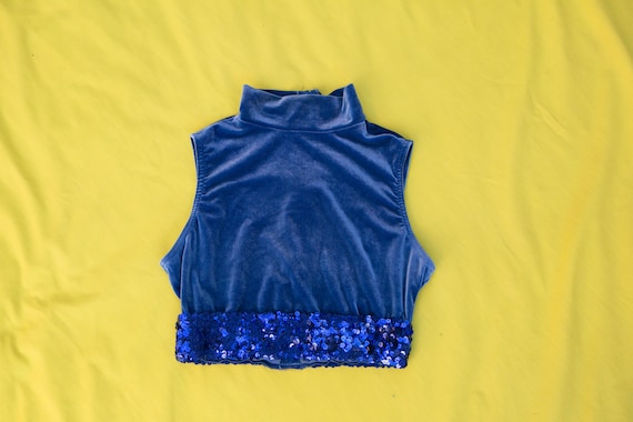 70's Dance Wear Crop Top, stretch velvet, mockneck