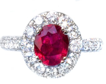 Natural Untreated 2.04ct Ruby & Diamond Ring 18K