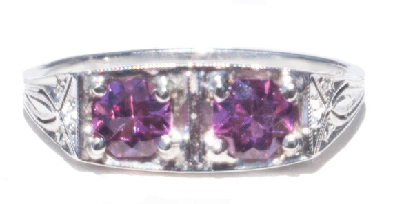 1920s Garnet Art Deco Platinum Ring - image 3