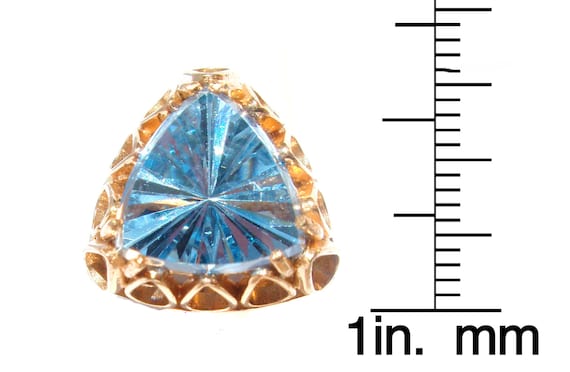 Huge Designer Swiss Blue Topaz Trillion & Gold 19… - image 2