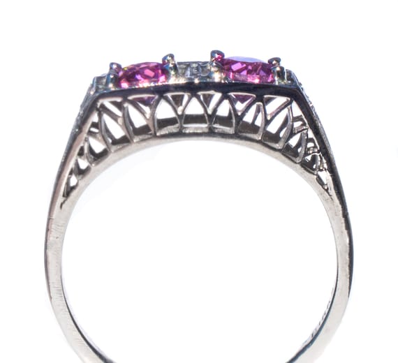 1920s Garnet Art Deco Platinum Ring - image 2