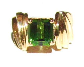 Designer Chrome Green Tourmaline 14KYG Ring