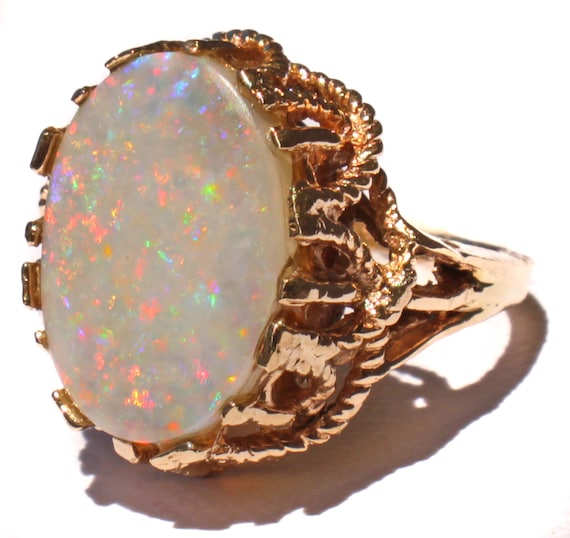 Beautiful Australian Coober Pedy Black Opal Ring