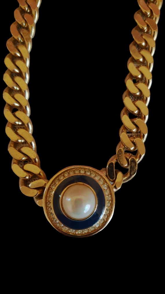 Christian Dior Enamel and Rhinestone Necklace