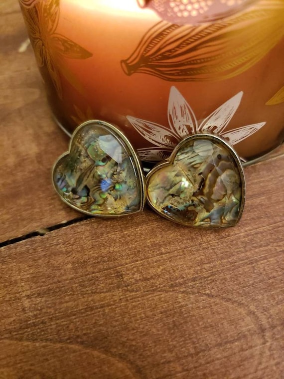 Lucite Confetti and MOP Clip On Earrings