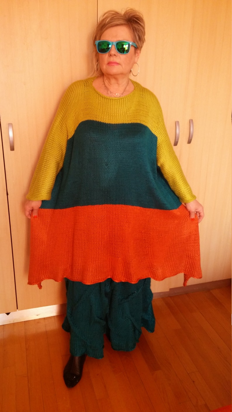 ON HOLD for LEAH.Asymmetrical Knitted Lagenlook 3 colors long sleeves TunicSweater