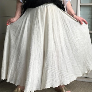 Lagenlook Bohemian Artsy Long Full Beige Skirt One size Fits Many
