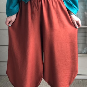 Lagenlook Bohemian Cyberpunk  Harem  Rust Orange Balloon Pants Trousers One Size