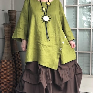 Bohemian Linen Tunic: Asymmetrical Lagenlook Art to Wear, Plus Size
