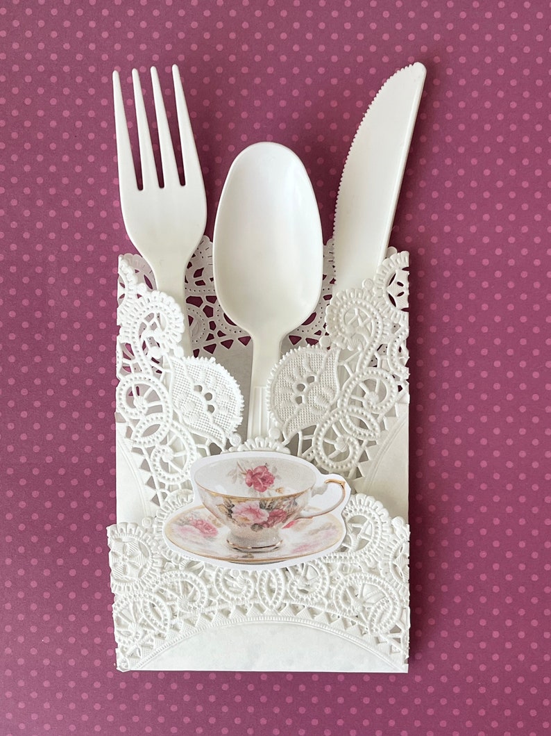 Dainty Tea Party Utensil Holder, Delicate Paper Doily Table Decor ...
