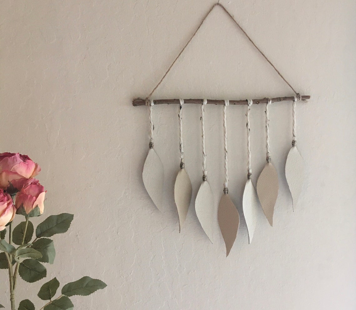 Natural Wall Hanging Willow Leaves Decor Art Twig Twine Etsy