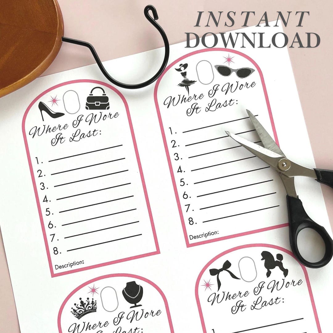 Closet Organization Printable Clothing Tag Wardrobe Tracker for Women ...