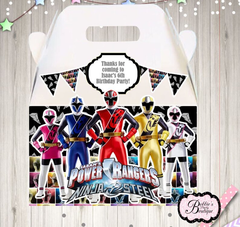 Power Rangers party favor box Power Rangers gable box 10 Etsy