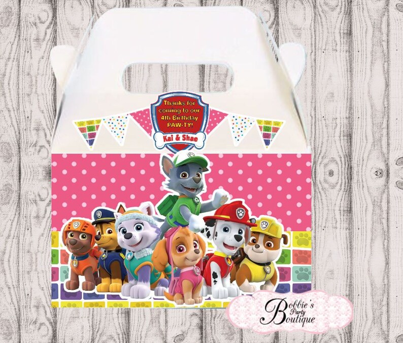Paw Patrol favor box Paw Patrol gable box 10 Paw Patrol | Etsy