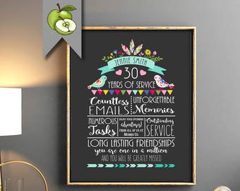 Retirement gift, Leaving gift, Boss Retirement gift, fully personalised, printable ideal, teacher, office worker, colleague, friend etc