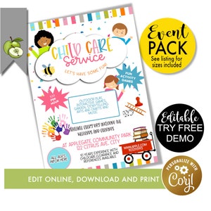 Child care Flyer Template, baby sitting, playtime theme, daycare poster, play centre, editable event, PTO, children fun, after school care.