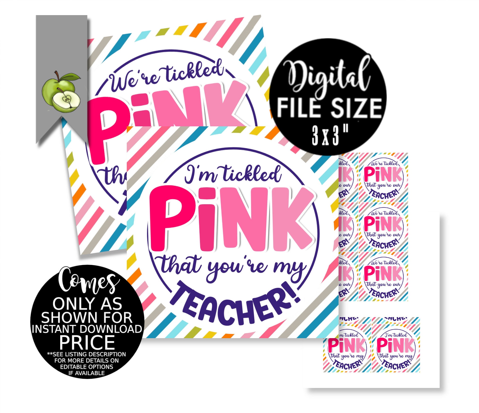 Tickled Pink Tags Teacher Gift Tags I m Tickled Pink That You re My Teacher Gift Tag Teacher Gift Tags Tickled Pink INSTANT DOWNLOAD Etsy Canada