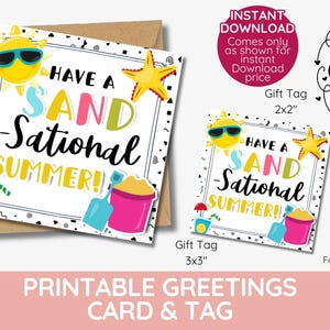 ¡Que tengas un verano espectacular! Tarjeta imprimible / Tarjeta de fin de año con divertidos juegos de palabras playeros / Regalo para maestros, compañeros o amigos