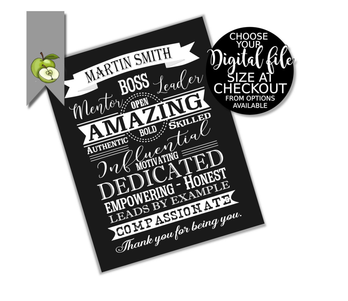 Thank You Boss Gift BOSS Appreciation DAY Boss Printable Etsy