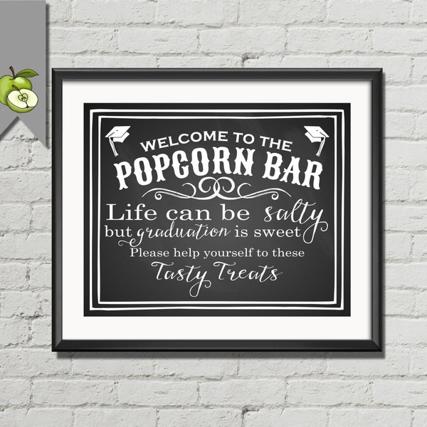 graduation party, Popcorn Bar, Printable poster Sign, vintage chalkboard Western Style,  Ready To Print, chalk suite iNSTANT DOWNLOAD