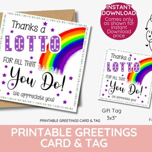 Gracias por todo lo que haces, favor de lotería, voluntario, etiqueta de regalo de lotería, imprimible, ganó la lotería DESCARGA INSTANTÁNEA, Etiquetas de regalo digitales