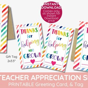 nous aider à faire pousser une étiquette cadeau plante, merci de nous aider à faire pousser une étiquette cadeau, appréciation du professeur, étiquette cadeau fleur, enseignant imprimable, imprimable