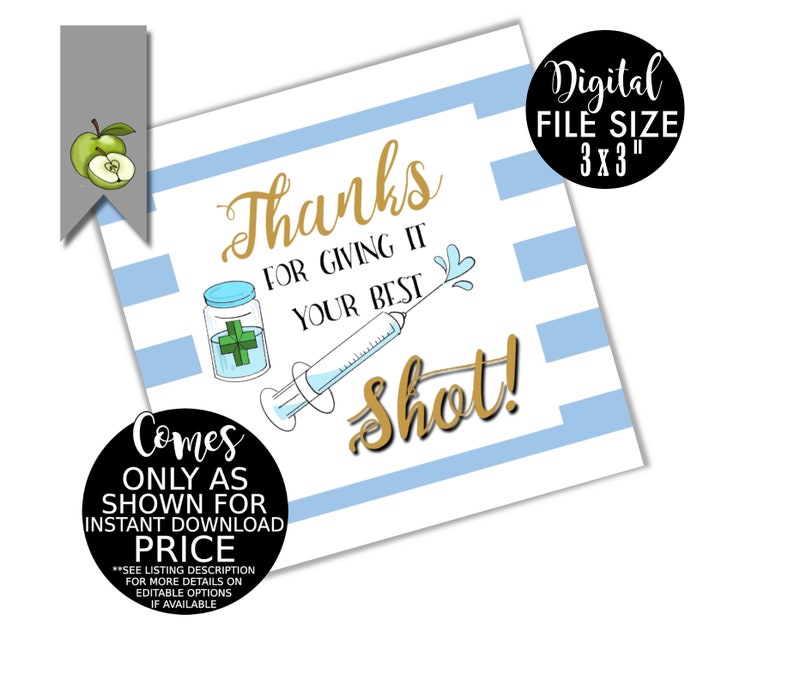 Nurse Gift Tag Thanks For Giving It Your Best Shot Nurse | Etsy