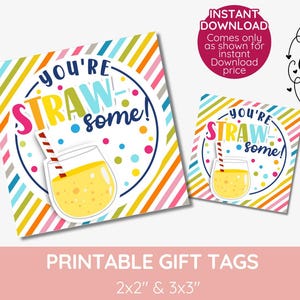 Étiquettes cadeaux en paille, merci d'être un ancien habitué de la paille !,étiquette cadeau pailles en papier, cadeaux de paille imprimables, tasses en paille, téléchargement immédiat