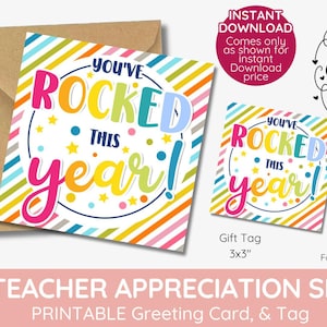 vous avez bercé cette année ! J'espère que vous aimez l'été, étiquette cadeau rock, cadeau de classe, cadeau d'adieu pour la classe, étiquette de fin d'école, étiquette cadeau étudiant imprimable,
